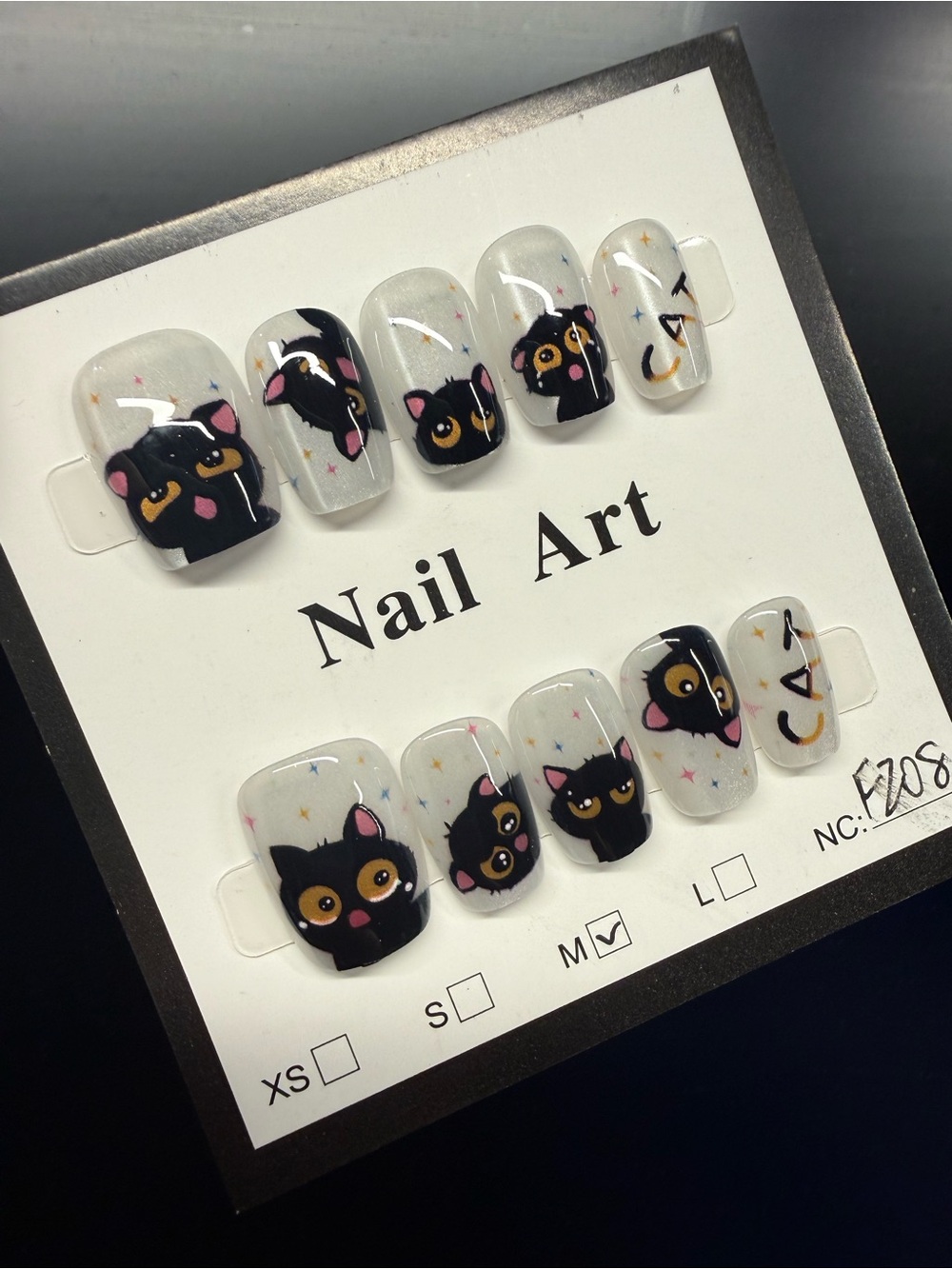 Cute Black Cat Press-On Nail Set - Medium